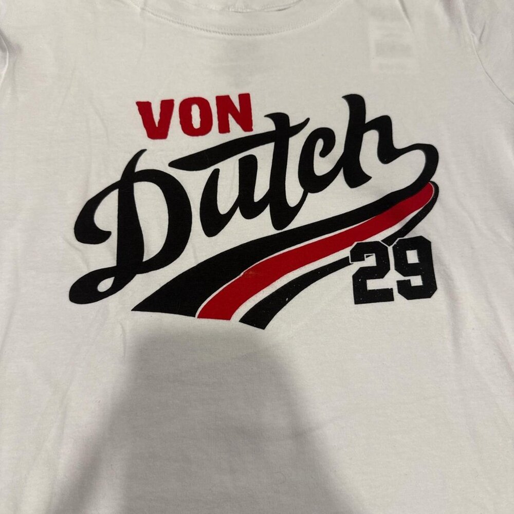 White Von Dutch baby tee with red accents - Picture 2 of 3
